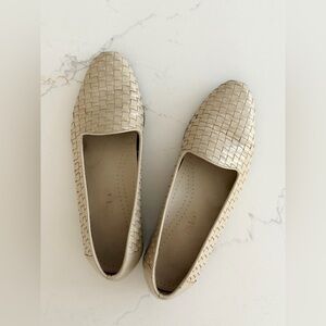 Trotters Liz Cream Leather Woven Loafers 8